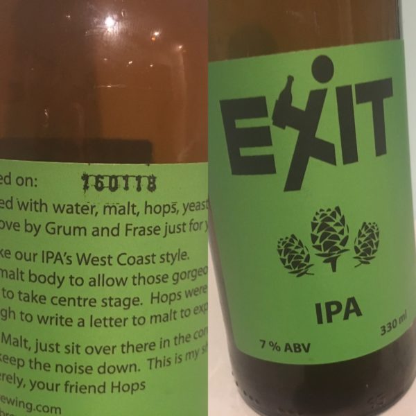 Exit Brewing IPA Back Label