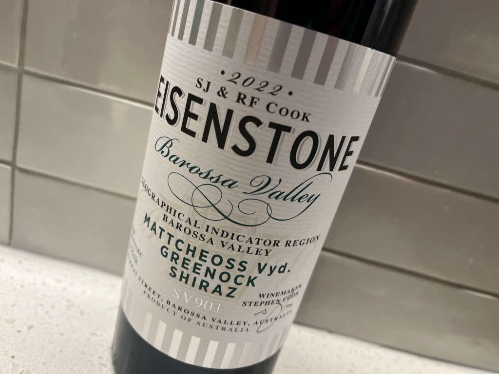 Eisenstone Mattscheoss Vineyard Greenock Shiraz SV901 2022
